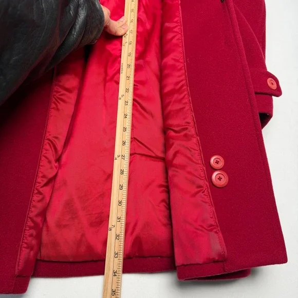 Red LL Bean Lambswool Thinsulate Coat 12P Petite Winter‎ Quiet Luxury Vintage - Picture 6 of 12